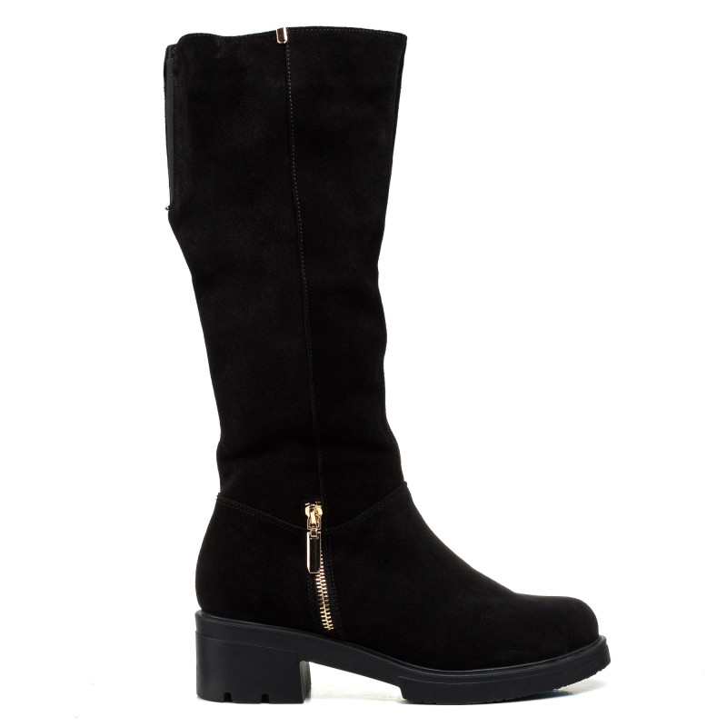 Чоботи чорні замшеві на каблуці класичні Скорпіон 992ЦП