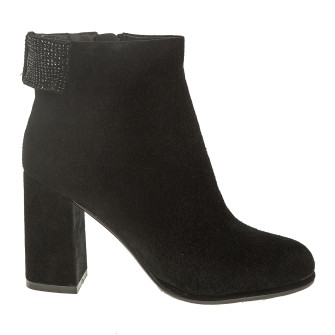 Ботильоны женские замшевые черные на высоком квадратном каблуке 1013Б Ботильоны женские замшевые черные на высоком квадратном каблуке 1013Б
