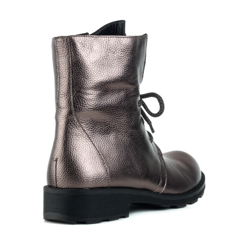 Черевики жіночі сріблясті на низьком ходу з шнурівками 1114Б