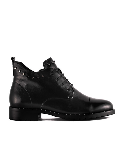 Ботинки женские кожаные черные на низком каблуке Anemone 1118Б
