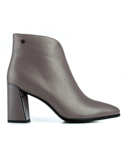 Ботильоны женские кожаные мокко на толстом каблуке 1274Б