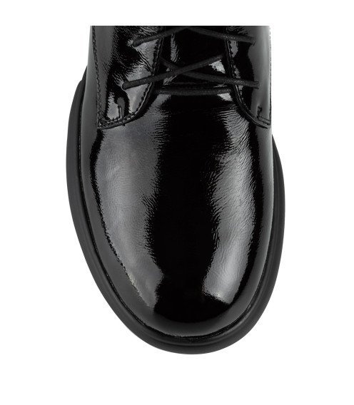 Ботинки женские лаковые черные на низком каблуке Geronea 1291Б