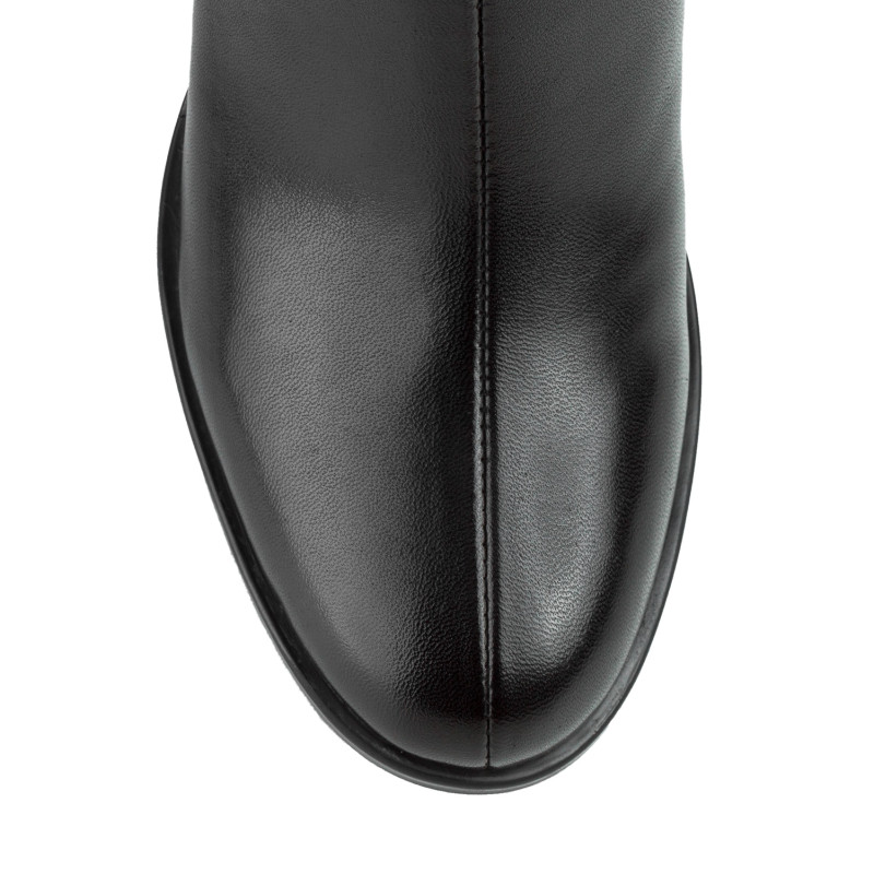Ботильоны женские кожаные черные на толстом каблуке 1300Б