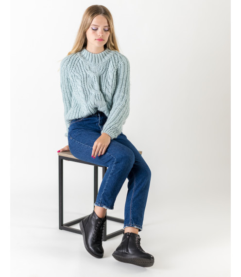 Ботинки женские черные на платформе Meegocomfort 1534Б