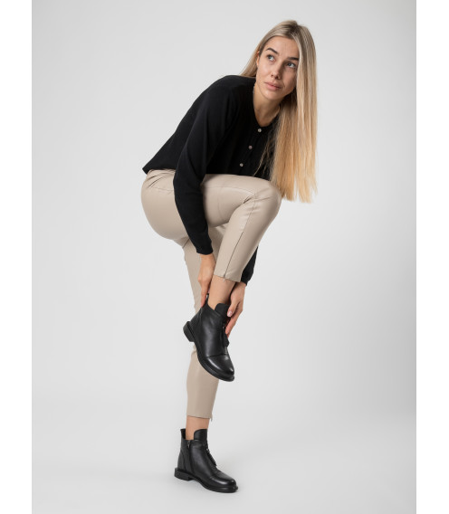 Ботинки женские кожаные черные с декоративной молнией Meegocomfort 1712Б
