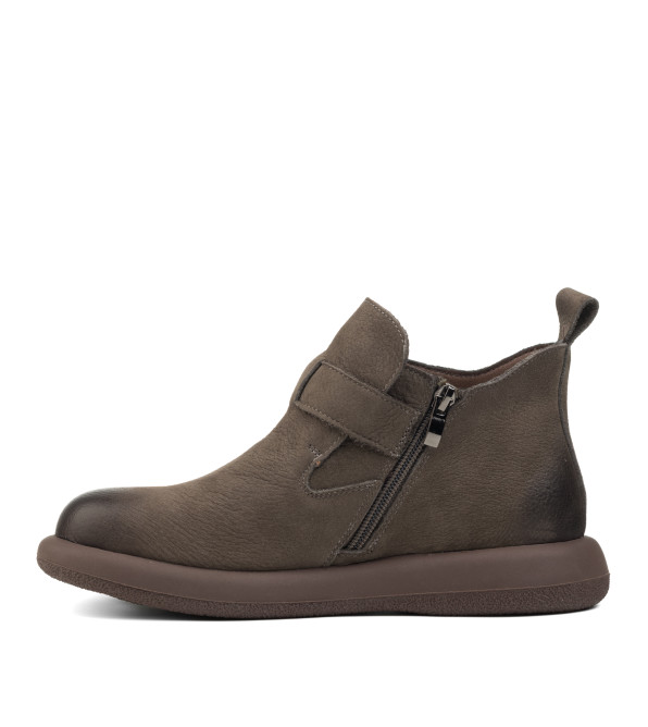 Ботинки женские из нубука цвета хаки Meegocomfort 1896Б-А