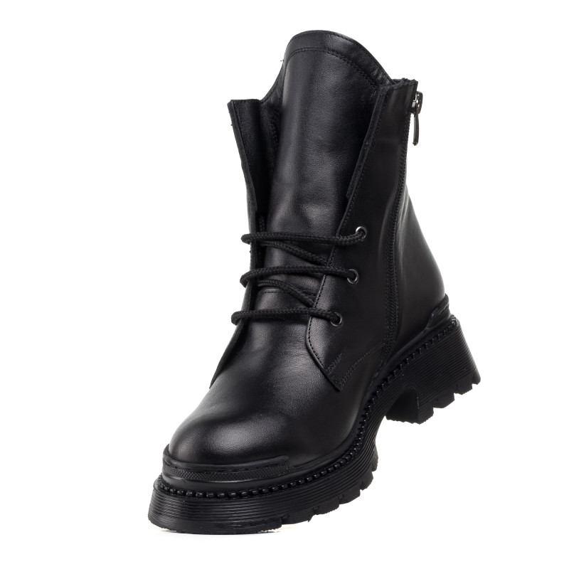 Черевики шкіряні на шнурках чорні на тракторній підошві Aquamarin 433БZ