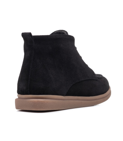 Ботинки черные замшевые на шнуровках Nehir 442БZ