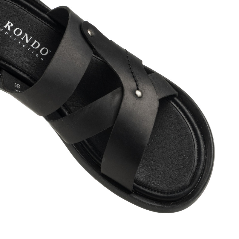 Шлепанцы мужские кожаные черные Rondo 1085