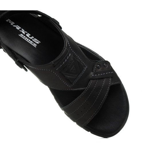 Сандалии мужские кожаные черные Maxusshoes 1088