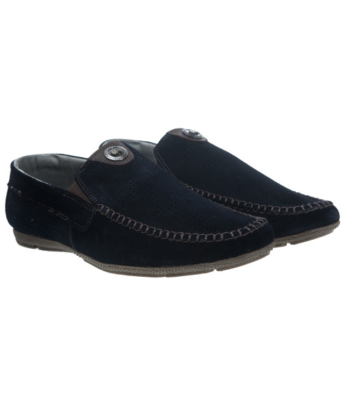 Мокасины замшевые синие стильные Dan Shoes 2274