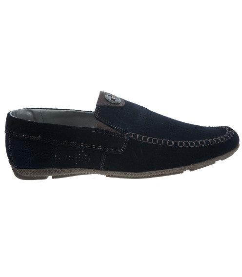 Мокасины замшевые синие стильные Dan Shoes 2274