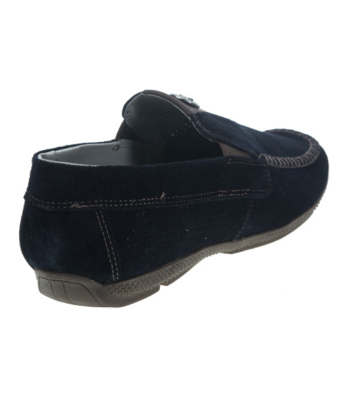 Мокасины замшевые синие стильные Dan Shoes 2274
