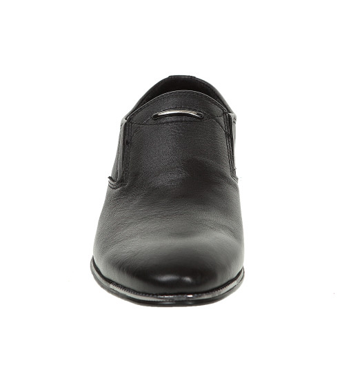 Туфли кожаные стильные без замка Dan Shoes черные кожаные 2276