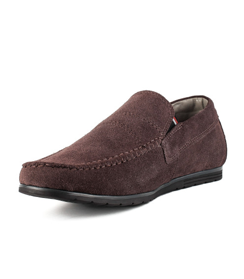 Мокасины мужские замшевые удобные DanShoes коричневые 2444