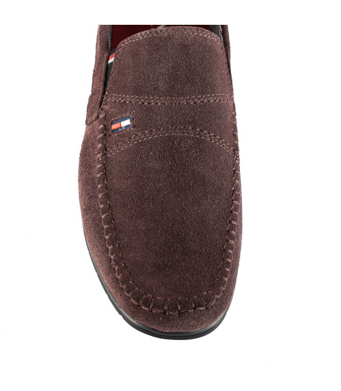 Мокасины мужские замшевые удобные DanShoes коричневые 2444