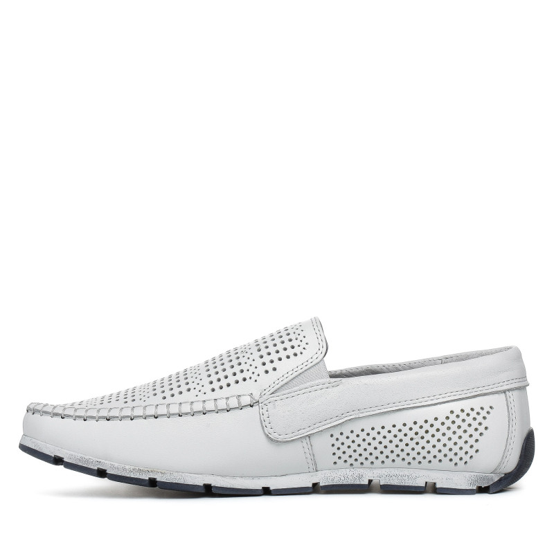 Мокасины мужские кожаные белые DanShoes в дырочки на белой подошве 2479