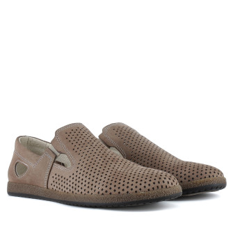 Туфлі чоловічі нубукові коричневі літні DanShoes в дирочки 2480