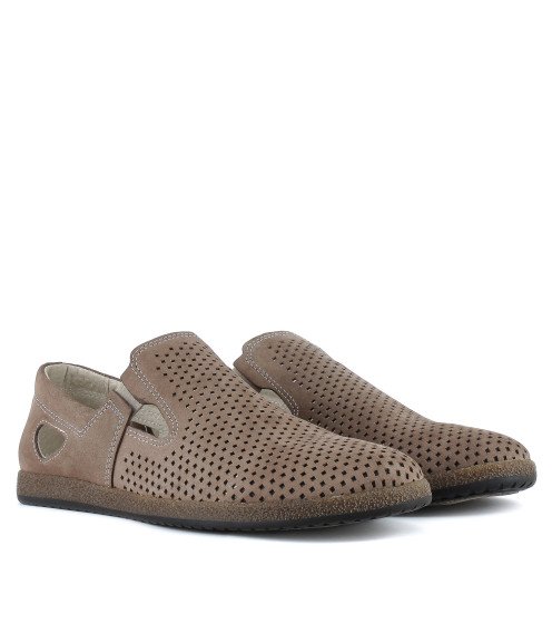 Туфли мужские нубуковые коричневые летние DanShoes в дырочки 2480
