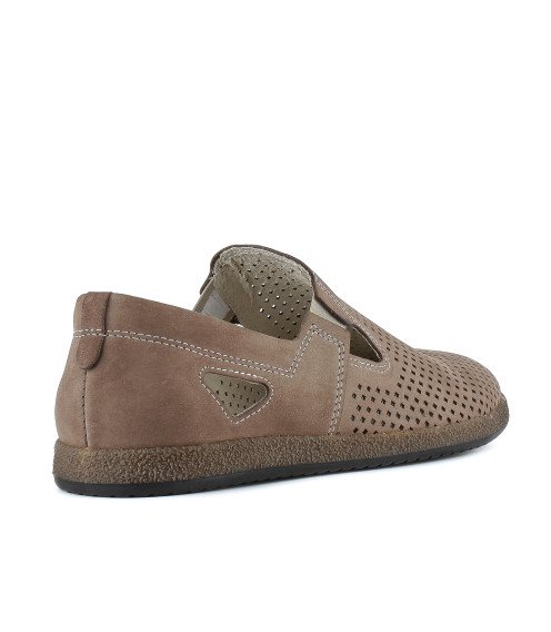 Туфли мужские нубуковые коричневые летние DanShoes в дырочки 2480