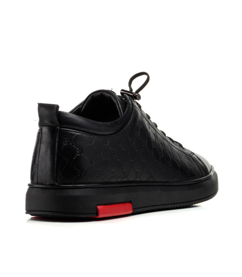 Туфли мужские черные кожаные спортивные Boss Victor 2580