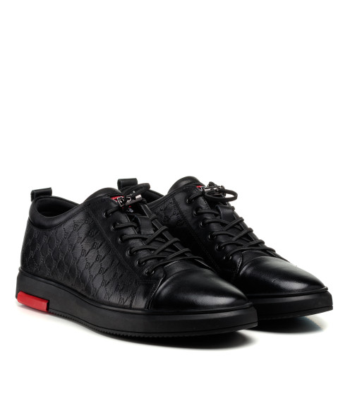 Туфли мужские черные кожаные спортивные Boss Victor 2580