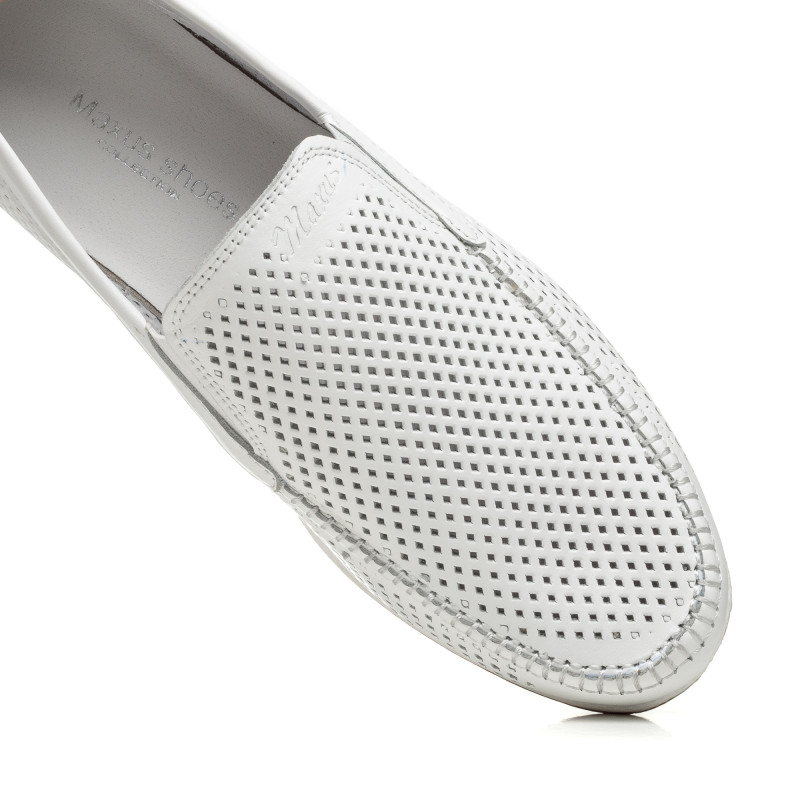 Мокасины мужские кожаные белые летние Maxusshoes 2623