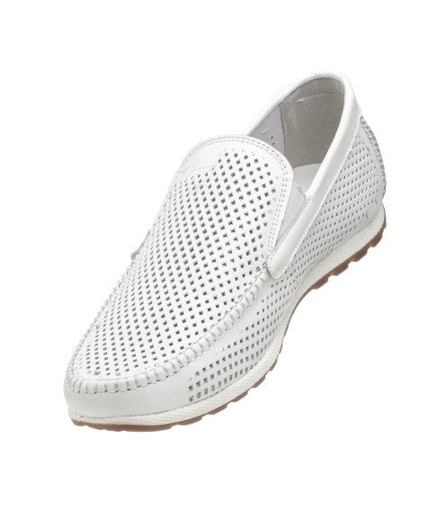 Мокасини чоловічі шкіряні білі літні Maxusshoes 2623