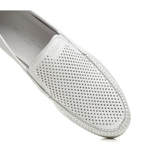 Мокасини чоловічі шкіряні білі літні Maxusshoes 2623