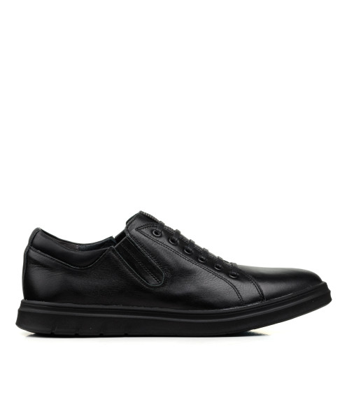 Туфли черные кожаные с имитацией шнуровки Maxusshoes 2626