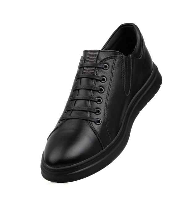 Туфли черные кожаные с имитацией шнуровки Maxusshoes 2626