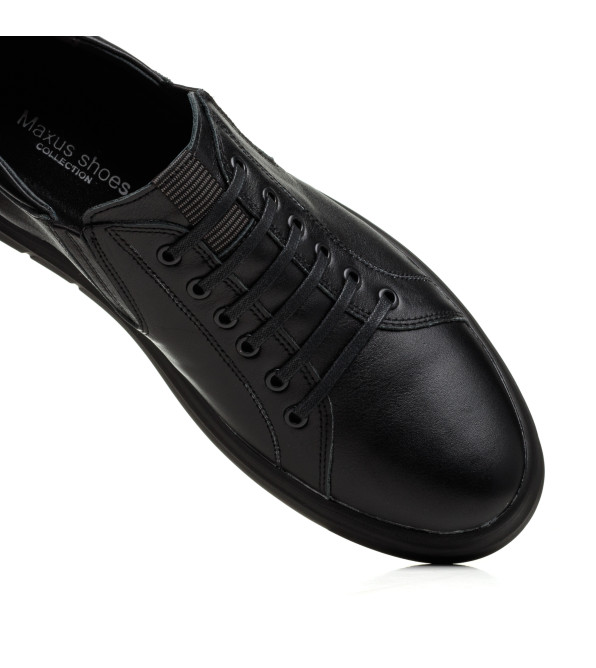 Туфли черные кожаные с имитацией шнуровки Maxusshoes 2626
