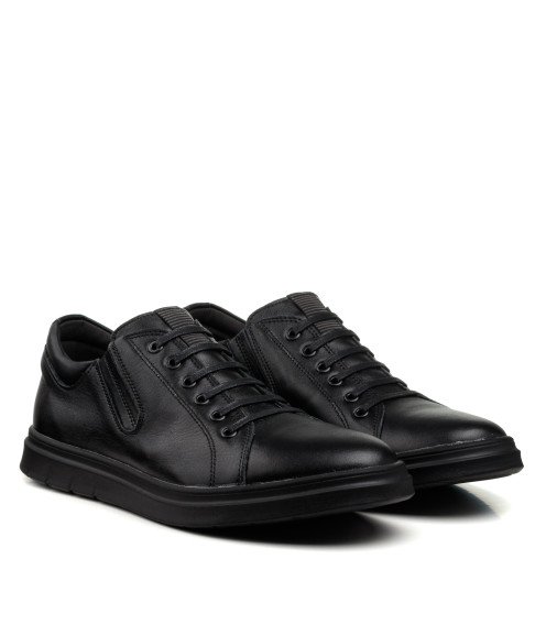 Туфлі чорні шкіряні з імітацією шнурування Maxusshoes 2626