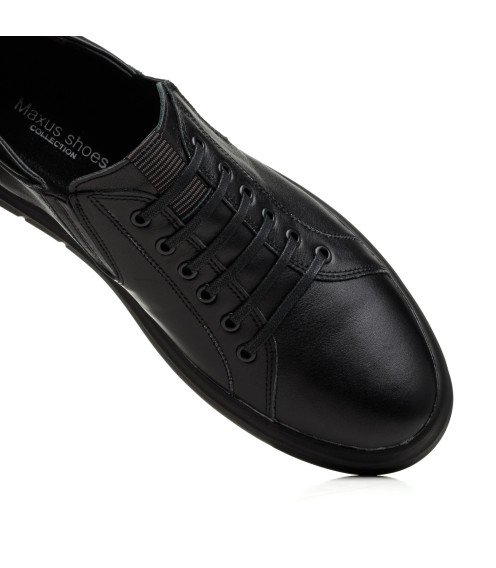 Туфлі чорні шкіряні з імітацією шнурування Maxusshoes 2626