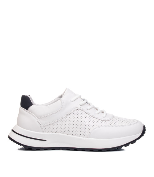 Кросівки чоловічі шкіряні білі з перфорацією Berisstini 2845
