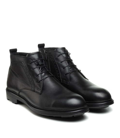 Ботинки кассичные Boots мужские зимние кожаные черные 3354