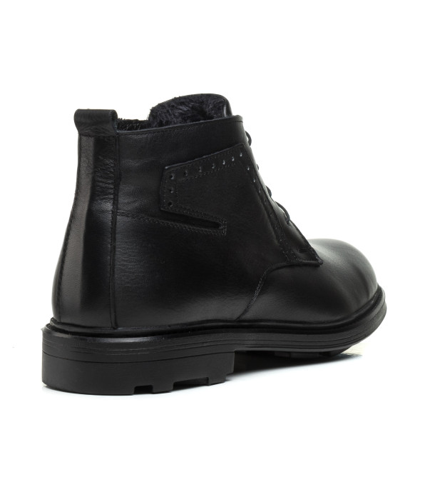 Ботинки кассичные Boots мужские зимние кожаные черные 3354