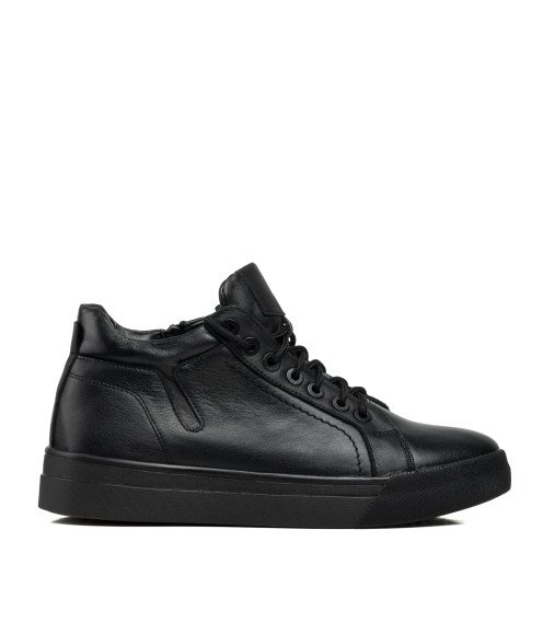 Черевики чоловічі шкіряні зимові чорні на блискавці Zlett 3390